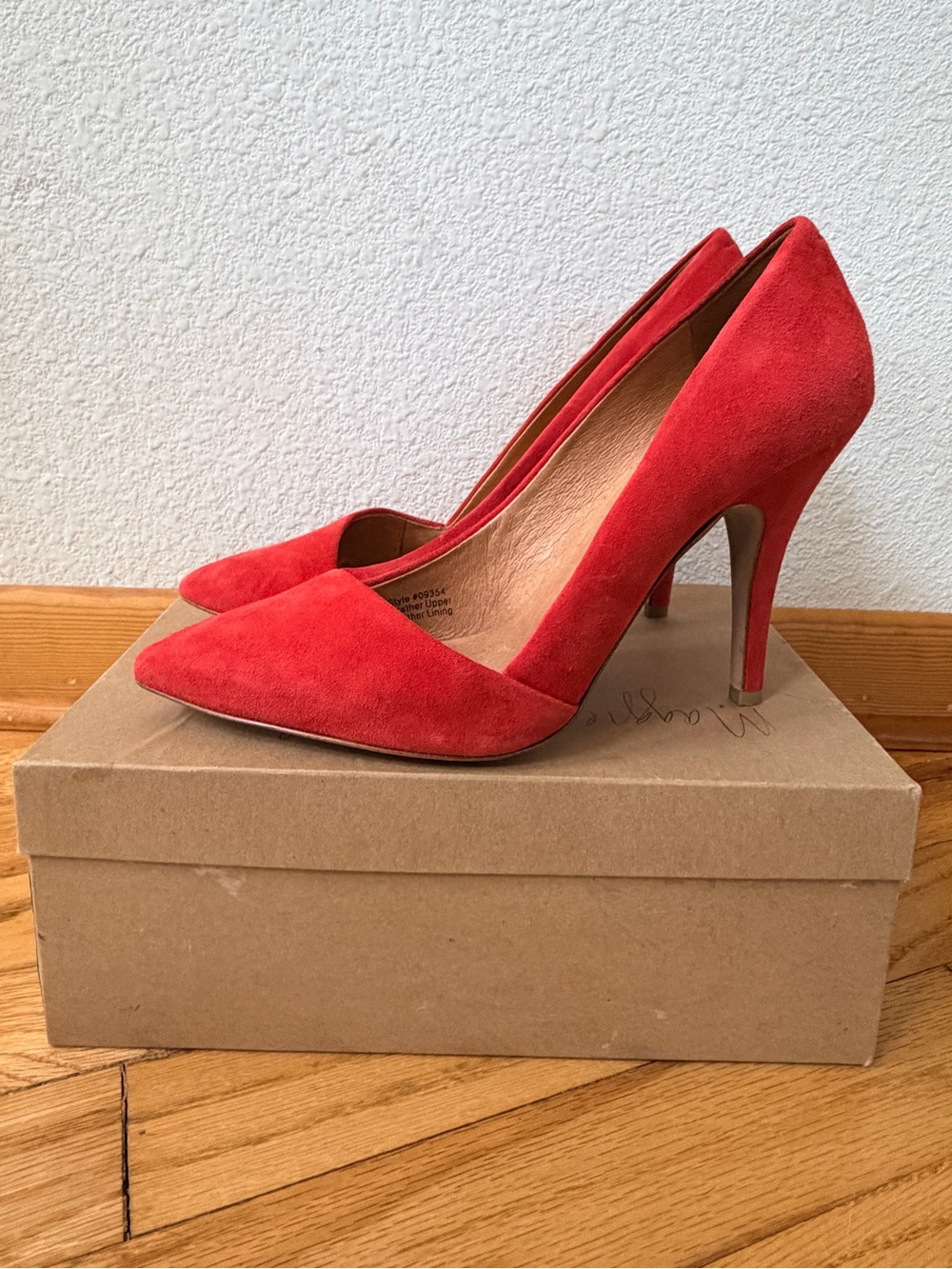 Madewell Flame Red Suede Pointed-Toe Pumps - Women's Heels - Picture 4 of 7